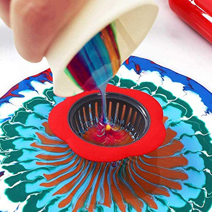 11”Rotate Turntable Sculpting Wheel Painter's Rotate Turntable Kits Acrylic Pouring Strainers Painting Cone Stand Disposable Aprons for DIY Pouring Acrylic Paint Creating Unique Patterns Art Supplies