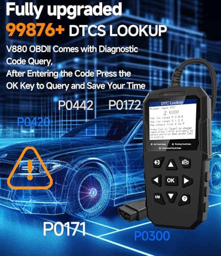 OBD2 Scanner,V880 Check Engine Light Car Code Reader with Reset - color: BLACK