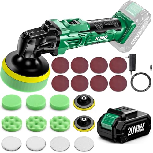 KIMO 20V Cordless Polisher, 24PCS Car Buffers & Polishers Kit for Detailing - color: Green
