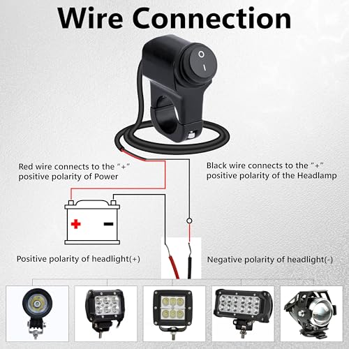 Motorcycle Handlebar Switch 12V, Waterproof Motorcycle Light Toggle Switch - color: 2 PCS