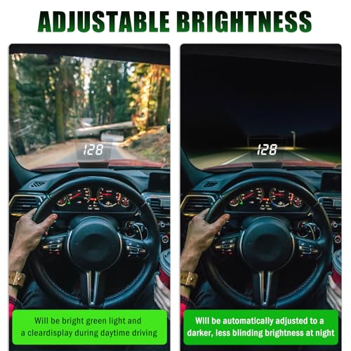 GPS Heads up Display for Cars with HD Large Font,USB Plug & Play Car HUD Head up Display for Speed Displays,Universal Digital Speedometer for Car with Adjustable Brightness (White) - color: White
