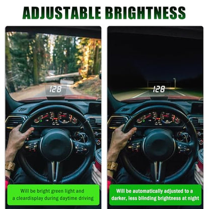 GPS Heads up Display for Cars with HD Large Font,USB Plug & Play Car HUD Head up Display for Speed Displays,Universal Digital Speedometer for Car with Adjustable Brightness (White) - color: White