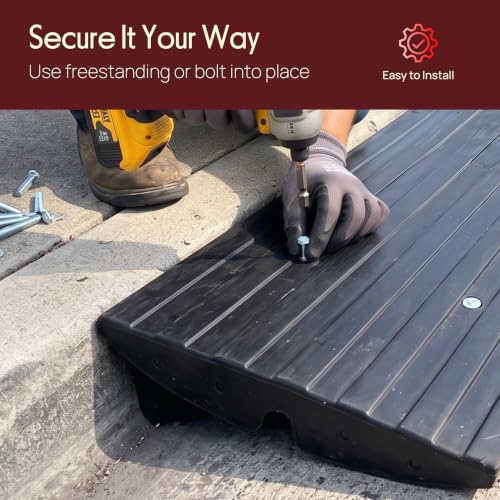 Pyle Car Driveway Adjustable Curb Ramps - 3 Pack Heavy Duty Rubber Threshold Ramp Kit Set -For Loading Dock, Garage, Sidewalk, Truck, Scooter, Bike, Motorcycle & Wheelchair Mobility- PCRBDR23 - size: 3-Pack