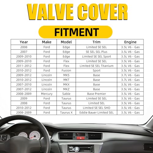 Engine Valve Cover Right Side Compatible with 2007-2012 Ford Edge Flex Fusion Taurus X Lincoln MKS MKT MKX MKZ Mercury Milan Sable 3.5L V6 Replace 7T4Z6582F - size: Right side