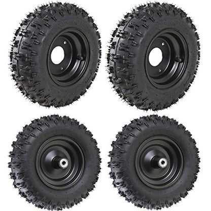 4 Sets of 4.10-6 Go Kart ATV Tubeless Tires with Rims | Front and Rear Tire for Scooter Quad Bikes 4 Wheelers