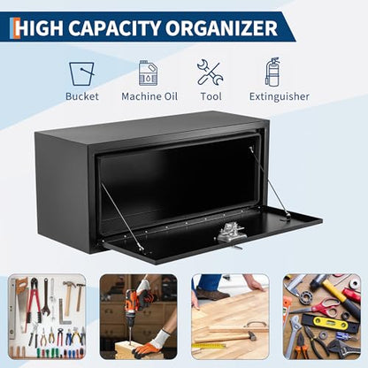 Garvee Black Steel Truck Bed Tool Box, Trailer Tongue Box, Truck Storage Organizer Tool Chest For Truck Bed, RV, Trailer (14 * 16 * 24-Black) - size: 14 * 16 * 24-Black