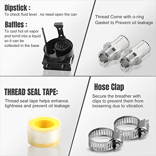 Thick Shell Baffled Oil Catch Can Coolant Fuel Catch Can Reservoir Kit - Black - color: Black