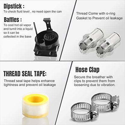 Thick Shell Baffled Oil Catch Can Coolant Fuel Catch Can Reservoir Kit - Black - color: Black