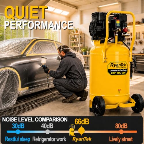 15-Gallon Air Compressor, 2HP, Quiet 66dB, 4.5CFM@90PSI