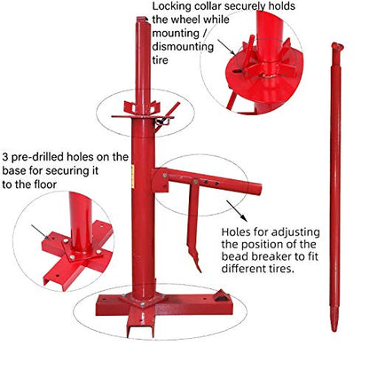 HTTMT- Portable Tire Changer Changing Machine Car Truck Motorcycle Manual Bead Breaker Weights Remover Lift Stands Transmission [P/N: US-ET-TOOL004-RED1]