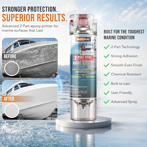 SAMURAI 2-Part Spray Paint Epoxy Primer for Marine Surfacer (Primer Grey, Pack of 1 Can)
