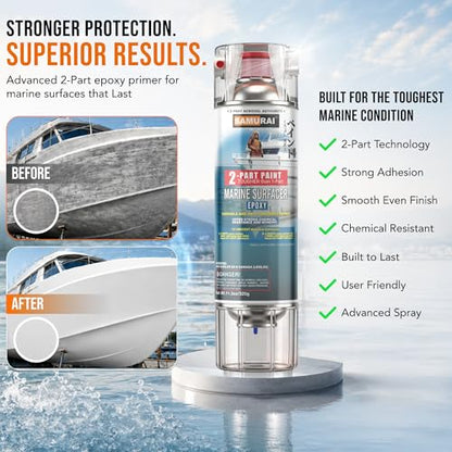 SAMURAI 2-Part Spray Paint Epoxy Primer for Marine Surfacer (Primer Grey, Pack of 1 Can)