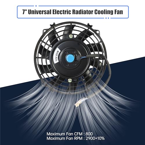 7" Slim Fan Push Pull Electric Radiator Cooling Fan, Black, 2 Packs - color: Black, size: 7'’(2 Pack)