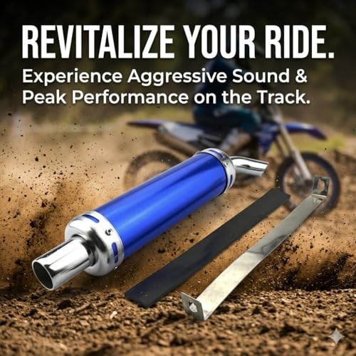 BADASS SHARKS 28mm Motorcycle Exhaust Muffler for 2 Stroke Dirt Bike Black - color: Royal Blue