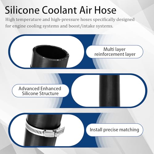 2.5 inch Silicone Coolant Air Hose 12" Length with 2 Clamps – Turbo Intake Radiator Coupler Hose (Straight, 2 1/2" ID) - color: Straight black, size: 2 1/2" ID