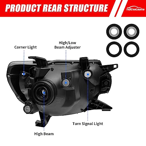 for 2012-2015 Toyota Tacoma Halogen Headlight W/O Bulbs - color: Chrome Housing Amber Reflector Clear Lens