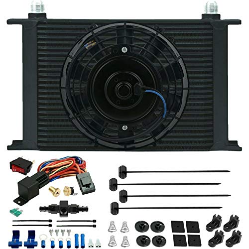25 Row Engine Transmission Oil Cooler Fan 6An in Line 180 F Thermostat Wire Kit regular