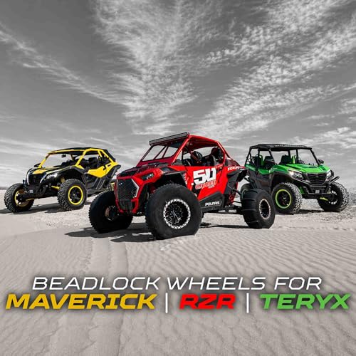 50 Caliber Racing Beadlock Wheel – 4x136.5 / 137mm Bolt Pattern – Compatible with Can-Am Maverick X3, Honda Talon, Kawasaki KRX 1000, Teryx – Black Alloy #502 (4, 15x10, 6x139.7 Beadlock #504) - size: 15x10