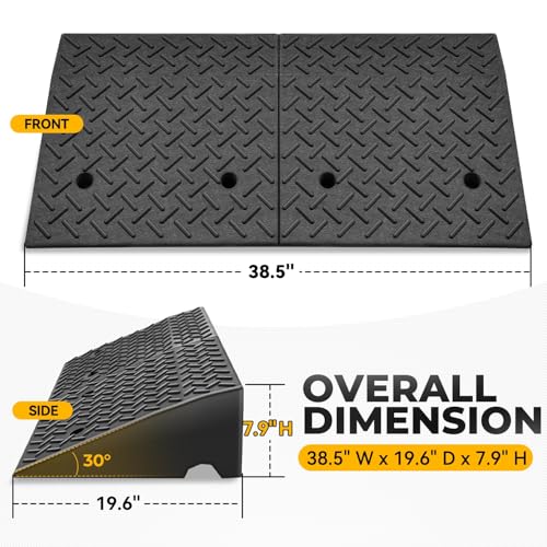 Auto Dynasty 7.9"H Rubber Curb Ramps for Driveway Sidewalk, HeavyDuty 2 Set - size: 7.9" Rise