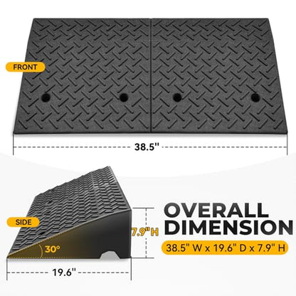 Auto Dynasty 7.9"H Rubber Curb Ramps for Driveway Sidewalk, HeavyDuty 2 Set - size: 7.9" Rise