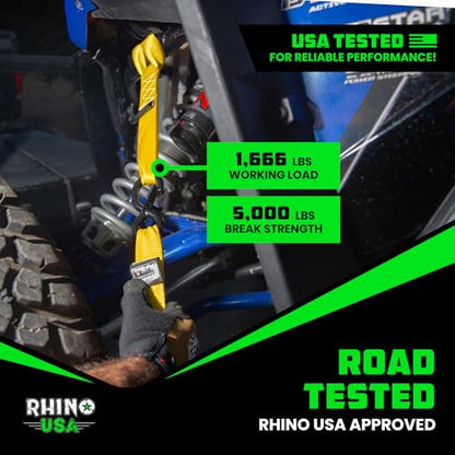 Rhino USA Soft Loop Tie Down Straps (4-Pack) - Motorcycle Handlebar Straps - color: Yellow 4-Pack