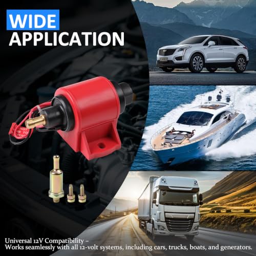 12V Electric Fuel Pump Low Pressure 5-9 PSI Inline - size: 5-9 PSI 35GPH