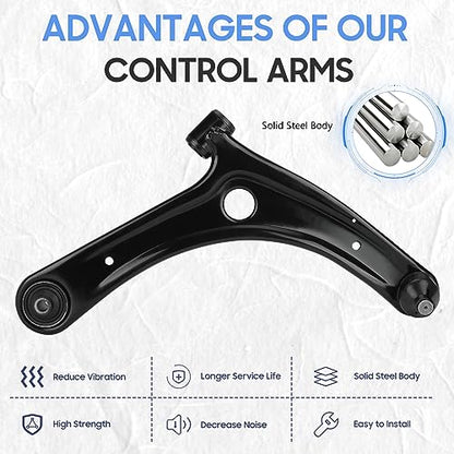 Front Lower Left & Right Control Arm & Ball Joint Assembly Replacement Suspension Kit for 2007-2017 Jeep Compass/Patriot 2007-2012 Dodge Caliber (2pc)