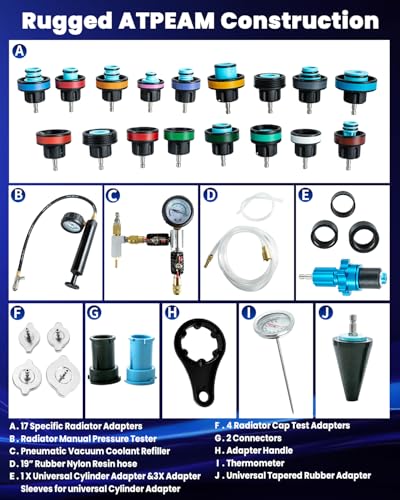 ATPEAM 34pcs Universal Radiator Pressure Tester Kit with Vacuum Refill Tool - size: 34pcs