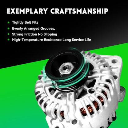 11256N Alternator Replacement for 2007-2019 Nissan Armada Frontier Pathfinder Titan Xterra 5.6L V8 4.0L V6, 2008-2010 Infiniti QX56, 2009-2012 Equator, 23100-ZH00A 23100-ZH00B TG15C113 - size: 11256N