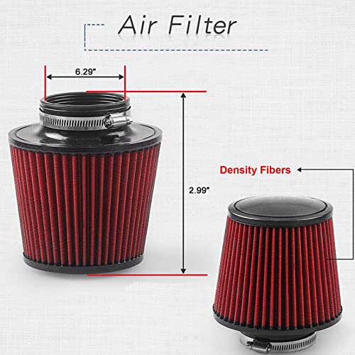 Sporacingrts 76mm 3" Cold Air Intake Pipe Kit Red - color: Red