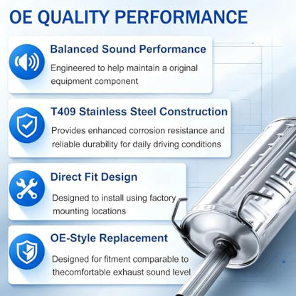 54427 Stainless Steel Rear Exhaust Muffler For 2002-2006 Honda CR-V CRV2 - size: 02-06 Honda CR-V