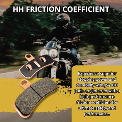 JSA 457 HH Motorcycle Brake Pads, fits for Harley Davidson Motorcycles, Organic, Front Brake Pad, Copper Plate, Excelent Heat Dissipation.