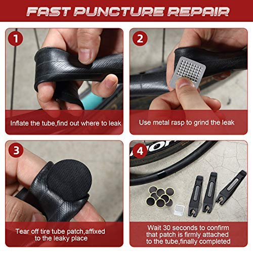Boao 40 Pcs Bike Tire Patch Kit, Glueless Self Adhesive, 4 Metal Rasps