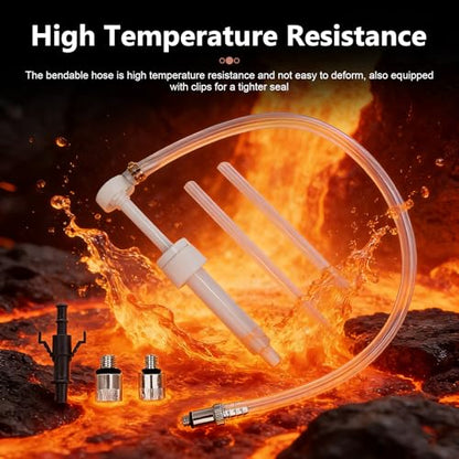 1 Set Transmission Fuel Pump Kit, Hand Push Oil Transfer with Clamp & Dual Tubes, 8 CC Per Pumps Stroke Lower Unit Gear Oil Change Tool, Dispenser for Car Boat Motorcycle (White)