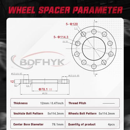 BDFHYK 5x120mm to 5x114.3mm Wheel Spacers 12mm 5 Lug Spacers for Chevy GMC - size: 12 MM 5x4.5" to 5x4.75", style: Ford