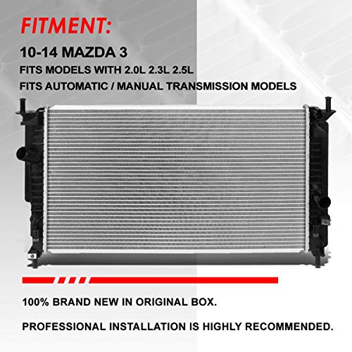 Auto Dynasty 13100 Radiator for 2010-2014 Mazda 3 2.0L/2.3L/2.5L AT/MT - color: 10-14 Mazda 3 2.0L/2.3L/2.5L AT/MT
