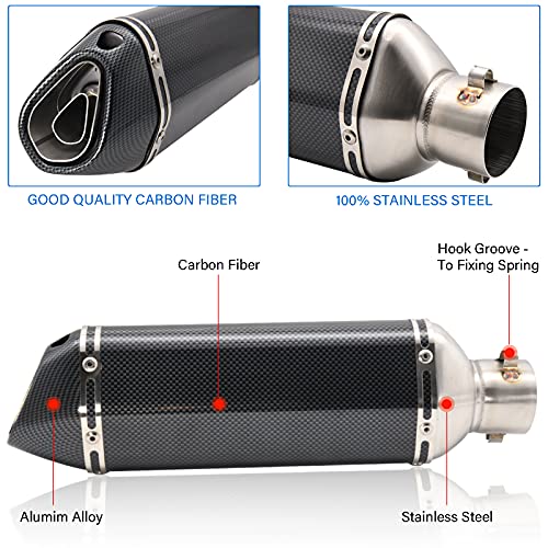Motorcycle Slip On Muffler,1.5-2" Carbon Fiber Unversal Slip on Silencers