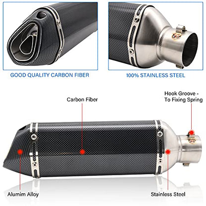 Motorcycle Slip On Muffler,1.5-2" Carbon Fiber Unversal Slip on Silencers