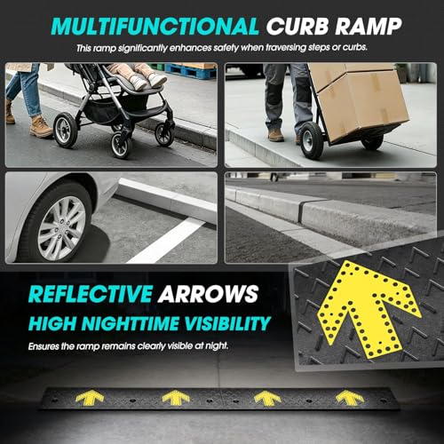 DNA Motoring 2pcs 4.5" Rise Rubber Arrow Curb Ramp Heavy Duty Loading Threshold Ramp 37.4" W x 11.8" D x 4.5" H for Loading Dock, Warehouse, Motorcycles, Cars, TOOLS-00650 - style: 4.5 in 2pcs w/Arrow