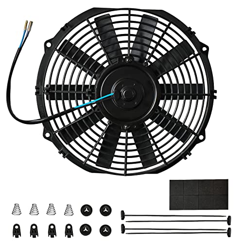 Mupera 12" Electric Radiator Cooling Fan Slim Fan Puller w/Mount Kit - size: Straight-12 inch
