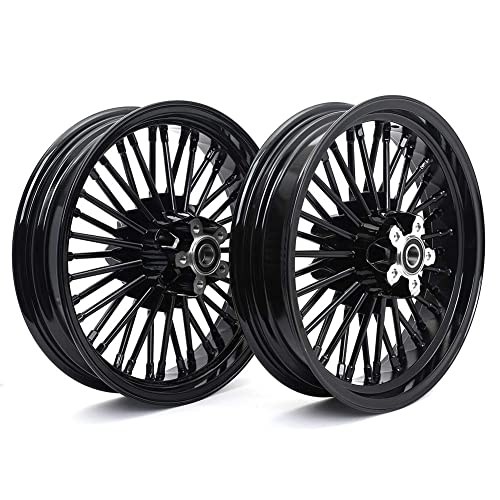 TOFR 16x3.5 16x3.5 Fat Spoke Wheels Black For Harley Softail Slim 2012-2021 - size: Front:16x3.5 Rear:16x3.5