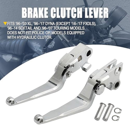Motorcycle Levers Brake Clutch Handle Lever Adjustable Fit for Harley 2015-2024 Softail Fat Boy FLSB Street Bob FXBB Breakout FXLRS Fat Bob Low Rider FXLR Softail Slim FLHSC 114 (Long, Chrome) - color: Chrome, style: Long