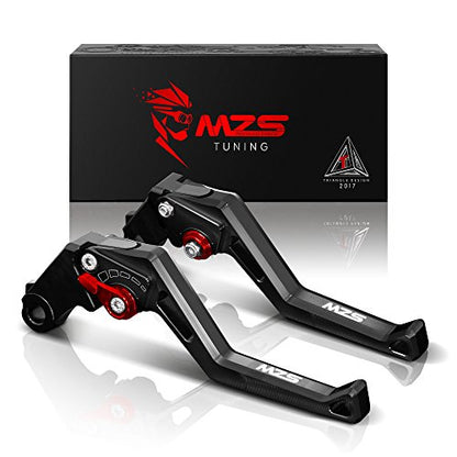 MZS Black Motorcycle Brake Clutch Levers, Short Adjustable CNC Handle Set - color: Black