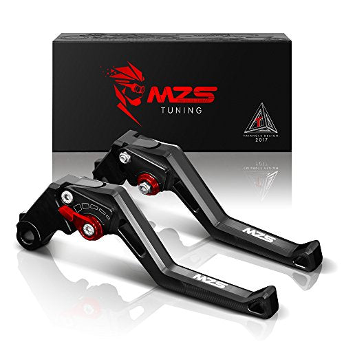MZS Black Motorcycle Brake Clutch Levers, Short Adjustable CNC Handle Set - color: Black