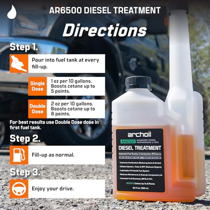Archoil AR6500 Diesel Treatment (10.1 oz) - Four Pack - Treats 400 Gallons - Additive for All Diesel Vehicles… - size: 10.1 oz Four Pack