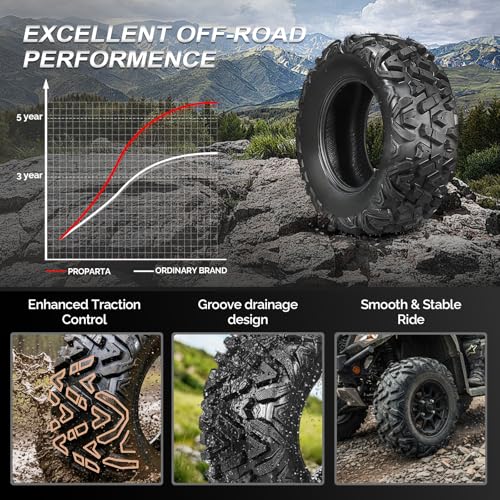 TUFFIOM 27x9-14 ATV Tires Set of 2 for All Terrains, Mud Sand Off-road ATV UTV Tire for Trail Vehicles, 6 PR, Deep Tread, Tubeless - size: 27 x 9.00-14 (2 pack)