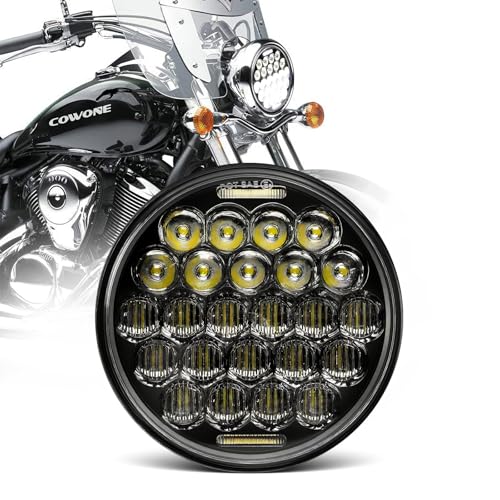 DOT Approved 5D 5-3/4 5.75" LED Headlight Compatible with Sportster Iron 883 Street BOB Low Rider Super Wide Headlamp Driving Lights Black