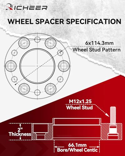 Richeer 2 inch 6x4.5 Hub Centric Wheel Spacers for 2005-2023 Frontier - size: Thickness: 2 inch