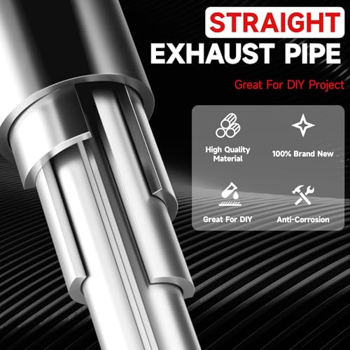 A-KARCK Straight Exhaust Pipe 3" OD, Stainless Steel 18" Long Mandrel Exhaust Tube - size: 3.0", style: 18 INCH
