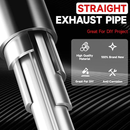 A-KARCK Straight Exhaust Pipe 3" OD, Stainless Steel 18" Long Mandrel Exhaust Tube - size: 3.0", style: 18 INCH